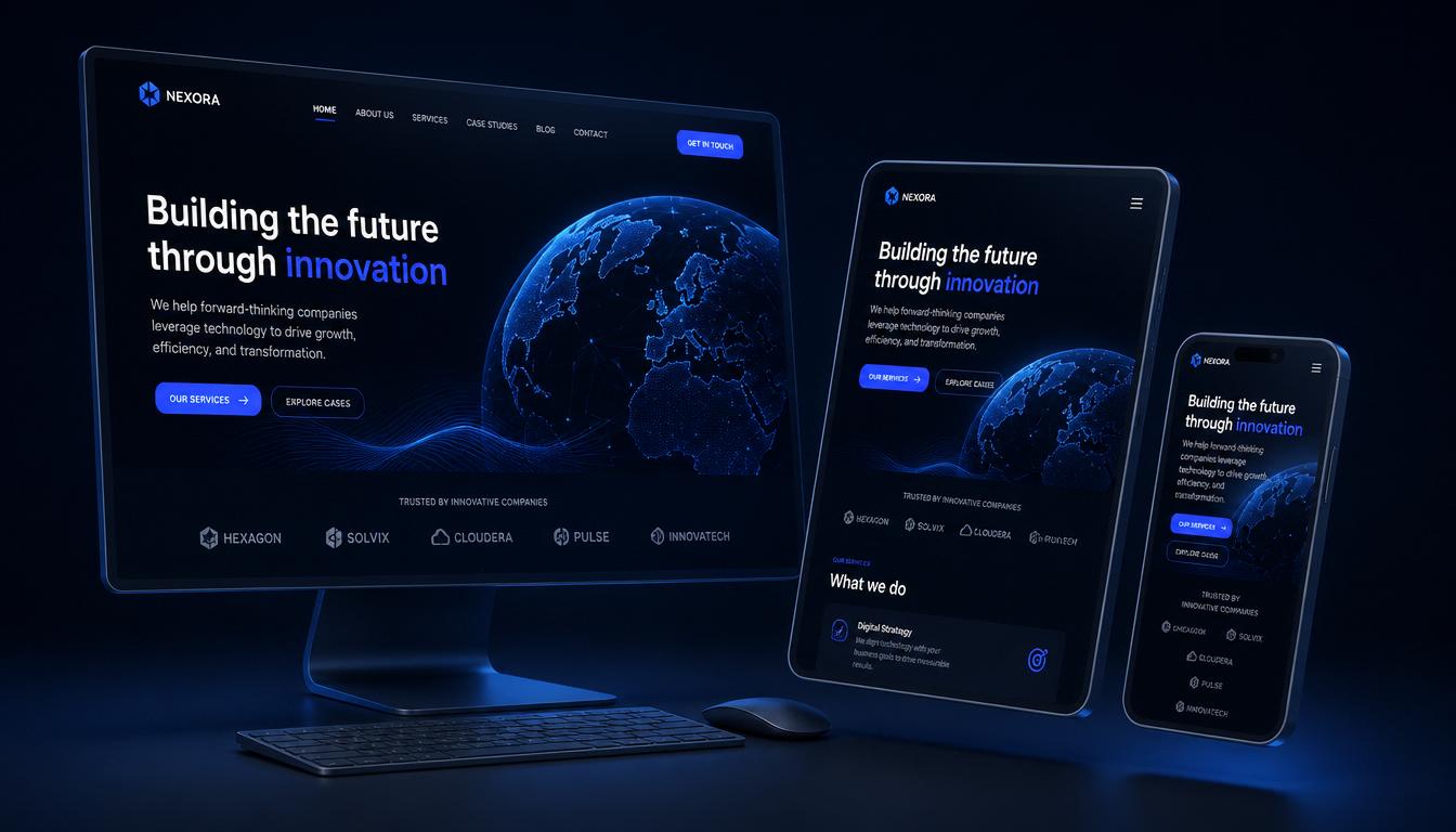Mockup de telas responsivas de sites criados pela Nexos Way